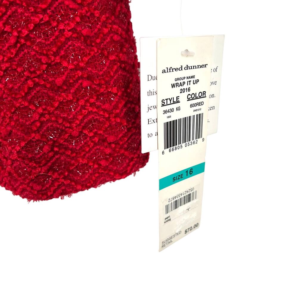 NEW NWT Alfred Dunner BEAUTIFUL Sz 16 Red Sparkly Jacket Blouse Shirt Top - Picture 5 of 9